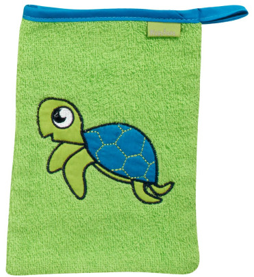 Playshoes Frottee-Waschhandschuh Schildkröte, in grün 