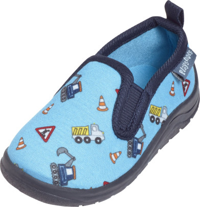 Playshoes Hausschuh Allover Baustelle, Größe: 28/29, Farbe: blau 