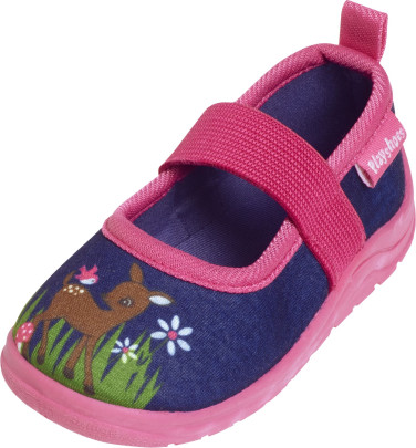 Playshoes Hausschuh Reh, Größe: 32/33, Farbe: marine/pink 