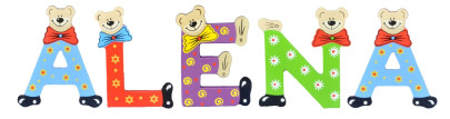 Playshoes Kinder Holz-Buchstaben Namen-Set ALENA - sortiert 