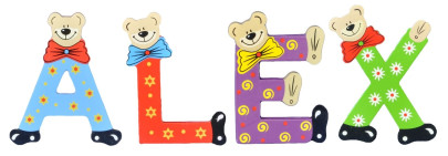 Playshoes Kinder Holz-Buchstaben Namen-Set ALEX - sortiert 