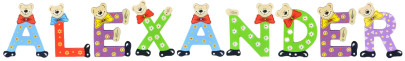Playshoes Kinder Holz-Buchstaben Namen-Set ALEXANDER - sortiert 