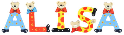 Playshoes Kinder Holz-Buchstaben Namen-Set ALISA - sortiert 