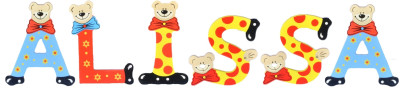 Playshoes Kinder Holz-Buchstaben Namen-Set ALISSA - sortiert 
