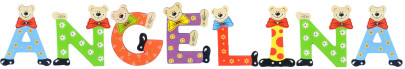 Playshoes Kinder Holz-Buchstaben Namen-Set ANGELINA - sortiert 