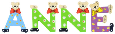 Playshoes Kinder Holz-Buchstaben Namen-Set ANNE - sortiert 