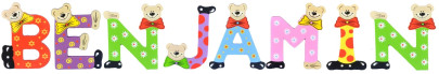 Playshoes Kinder Holz-Buchstaben Namen-Set BENJAMIN - sortiert 