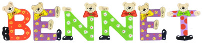 Playshoes Kinder Holz-Buchstaben Namen-Set BENNET - sortiert 