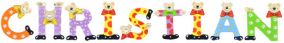 Playshoes Kinder Holz-Buchstaben Namen-Set CHRISTIAN - sortiert 