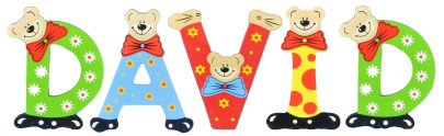 Playshoes Kinder Holz-Buchstaben Namen-Set DAVID - sortiert 