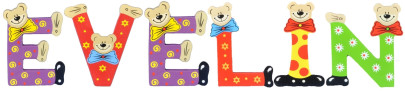 Playshoes Kinder Holz-Buchstaben Namen-Set EVELIN - sortiert 