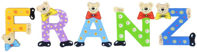 Playshoes Kinder Holz-Buchstaben Namen-Set FRANZ - sortiert 