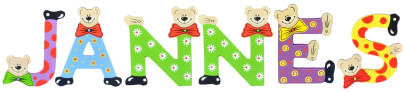 Playshoes Kinder Holz-Buchstaben Namen-Set JANNES - sortiert 