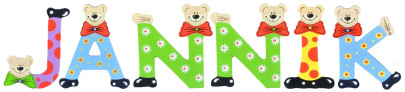 Playshoes Kinder Holz-Buchstaben Namen-Set JANNIK - sortiert 