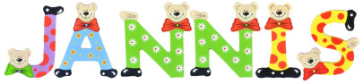 Playshoes Kinder Holz-Buchstaben Namen-Set JANNIS - sortiert 