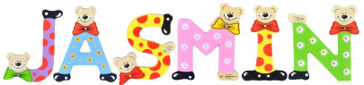 Playshoes Kinder Holz-Buchstaben Namen-Set JASMIN - sortiert 