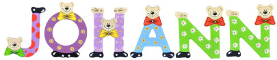 Playshoes Kinder Holz-Buchstaben Namen-Set JOHANN - sortiert 