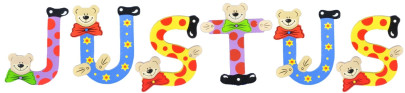Playshoes Kinder Holz-Buchstaben Namen-Set JUSTUS - sortiert 