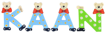 Playshoes Kinder Holz-Buchstaben Namen-Set KAAN - sortiert 