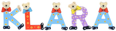 Playshoes Kinder Holz-Buchstaben Namen-Set KLARA - sortiert 