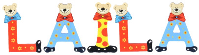 Playshoes Kinder Holz-Buchstaben Namen-Set LAILA - sortiert 