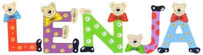 Playshoes Kinder Holz-Buchstaben Namen-Set LENJA - sortiert 