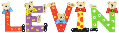 Playshoes Kinder Holz-Buchstaben Namen-Set LEVIN - sortiert 