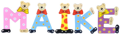 Playshoes Kinder Holz-Buchstaben Namen-Set MAIKE - sortiert 