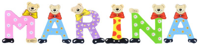 Playshoes Kinder Holz-Buchstaben Namen-Set MARINA - sortiert 