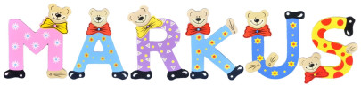 Playshoes Kinder Holz-Buchstaben Namen-Set MARKUS - sortiert 