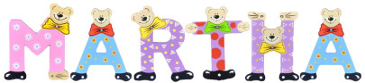 Playshoes Kinder Holz-Buchstaben Namen-Set MARTHA - sortiert 