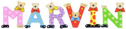 Playshoes Kinder Holz-Buchstaben Namen-Set MARVIN - sortiert 
