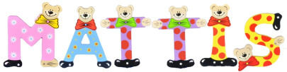Playshoes Kinder Holz-Buchstaben Namen-Set MATTIS - sortiert 