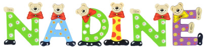 Playshoes Kinder Holz-Buchstaben Namen-Set NADINE - sortiert 