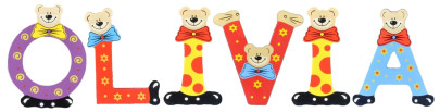 Playshoes Kinder Holz-Buchstaben Namen-Set OLIVIA - sortiert 