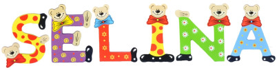 Playshoes Kinder Holz-Buchstaben Namen-Set SELINA - sortiert 