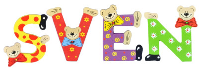Playshoes Kinder Holz-Buchstaben Namen-Set SVEN - sortiert 