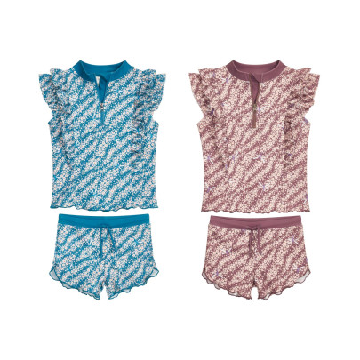 Playshoes Kinder UV-Schutz Bade-Set Blümchen Badebekleidung Badehose und Oberteil für Mädchen 