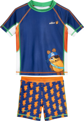 Playshoes Kinder UV-Schutz Bade-Set DIE MAUS Pirat Badebekleidung Badehose und Oberteil für Jungen und Mädchen 