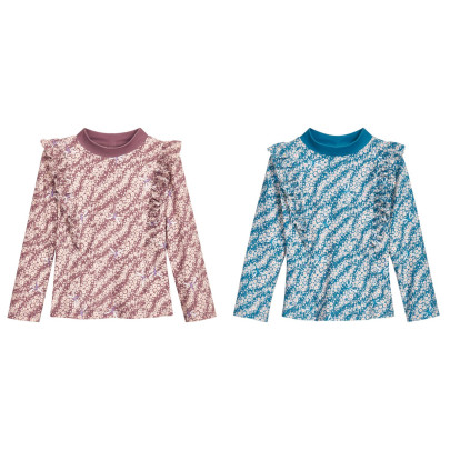 Playshoes Kinder UV-Schutz Bade-Shirt Blümchen Langarm Badebekleidung Oberteil für Mädchen 