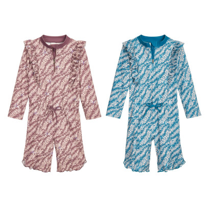 Playshoes Kinder UV-Schutz Einteiler Blümchen Langarm Badebekleidung Badehose und Oberteil für Mädchen 