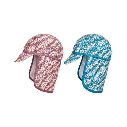 Playshoes Kinder UV-Schutz Mütze mit Sonnenschutz Blümchen für Mädchen mit Nackenschutz 