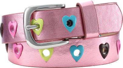 Playshoes PU-Gürtel Herzchen pink, Größe: 80cm, Farbe: pink 