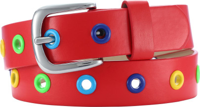 Playshoes PU-Gürtel mit Nieten, in rot, Größe 75cm 