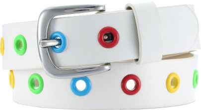 Playshoes PU-Gürtel mit Nieten, in weiß, Größe 75cm 