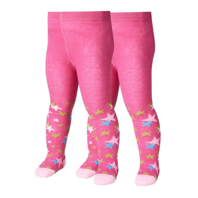 Playshoes Strumpfhose Sterne Doppelpack, Größe: 50/56, Farbe: pink 