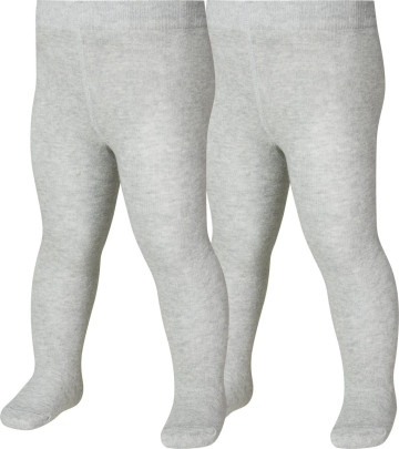 Playshoes Strumpfhose uni Doppelpack, Größe: 122/128, Farbe: grau/melange 