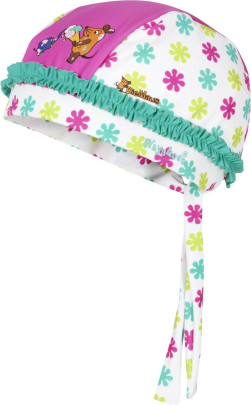 Playshoes UV-Schutz Kopftuch DIE MAUS Blumen, Größe: 55cm, Farbe: weiß/rosa 