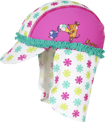 Playshoes UV-Schutz Mütze DIE MAUS Blumen, Größe: 53cm, Farbe: weiß/rosa 