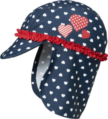 Playshoes UV-Schutz Mütze Herzchen, Größe: 53cm, Farbe: marine 